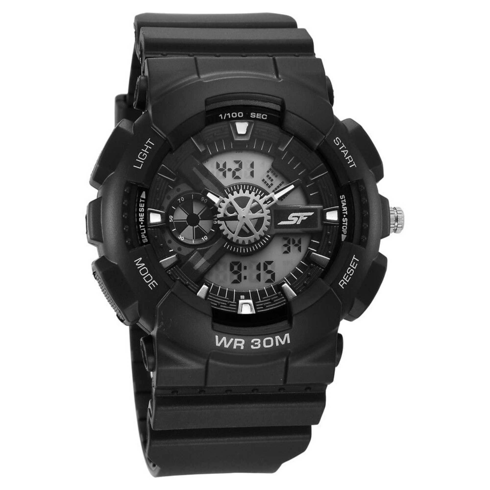 Sonata Black Dial Plastic Strap Ana-Digi Watch for Men