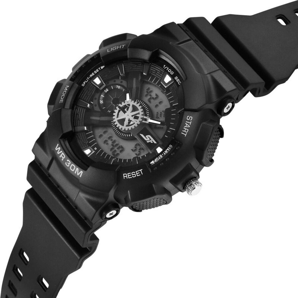 Sonata Black Dial Plastic Strap Ana-Digi Watch for Men