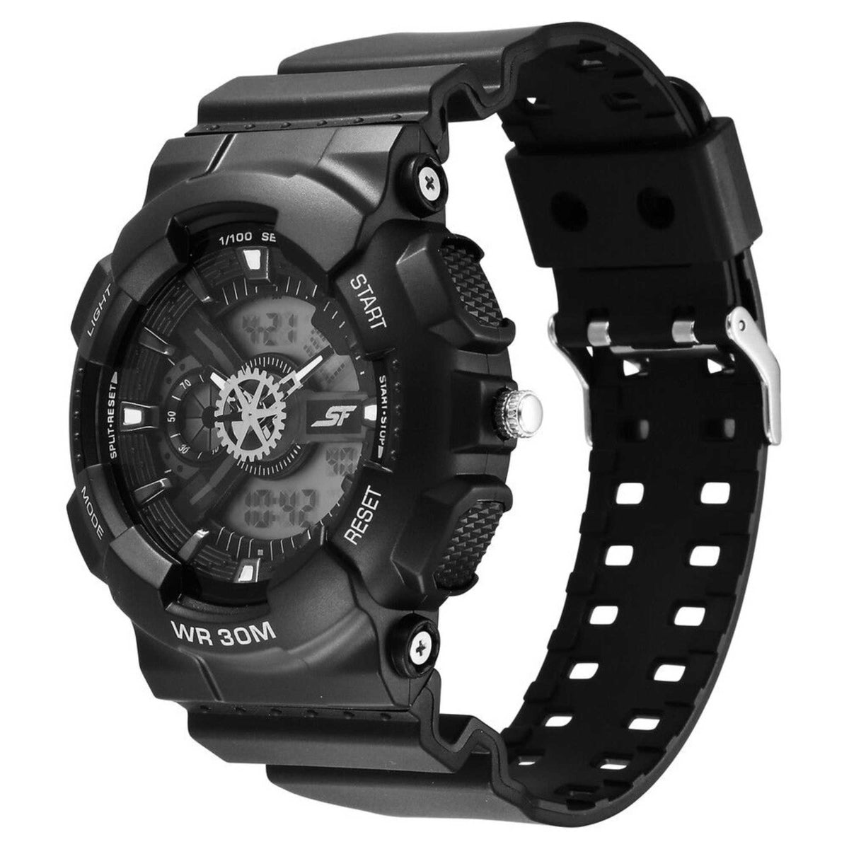 Sonata Black Dial Plastic Strap Ana-Digi Watch for Men
