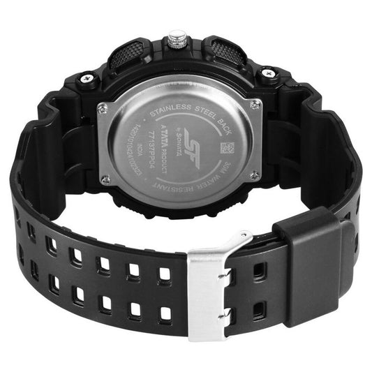 Sonata Black Dial Plastic Strap Ana-Digi Watch for Men