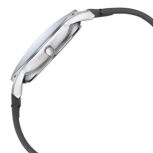 Sota Quartz Alog Silver Dial Black Leather Strap Watch For Men (77140SL01)
