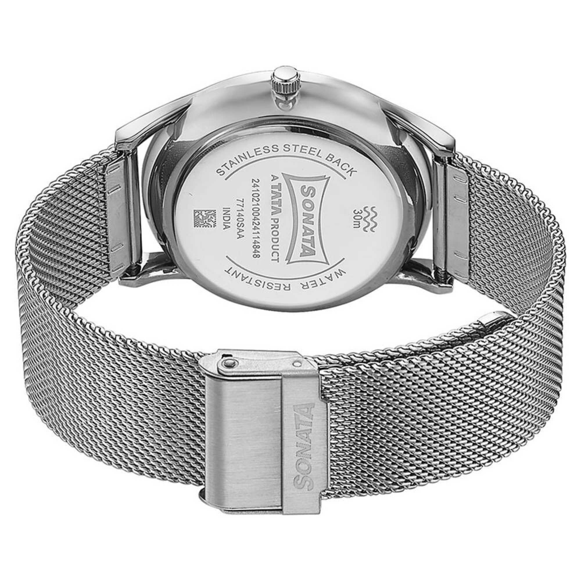 Sota Quartz Alog Blue Dial Silver Stainless Steel Strap Watch For Men (77140SM01)