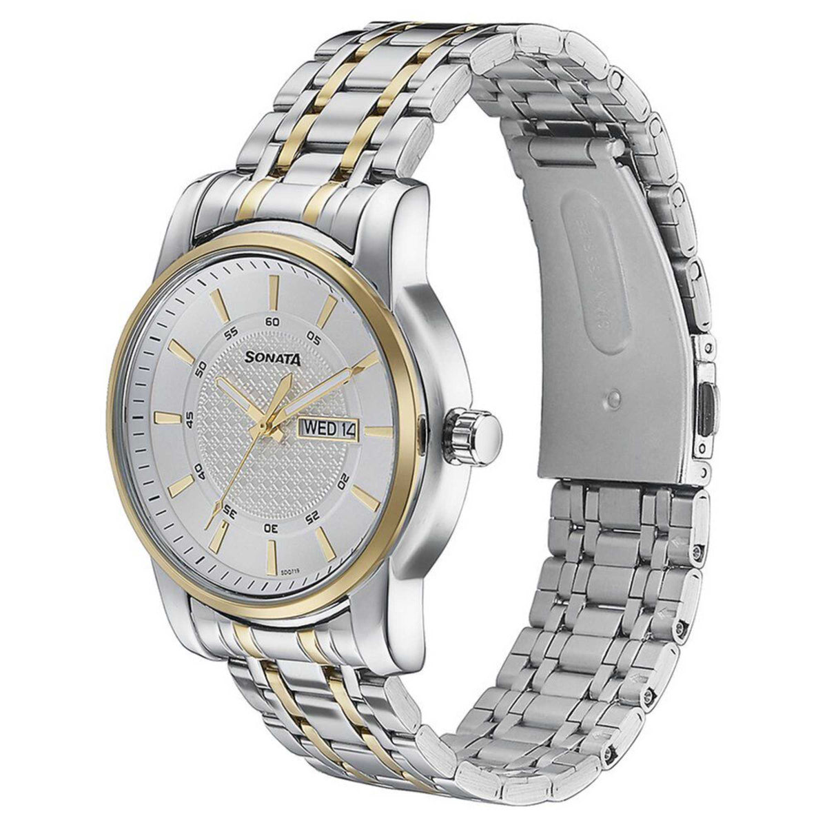 Sota Quartz Alog with Day and Date White Dial Two Toned Stainless Steel Strap Watch For Men (77141BM01)