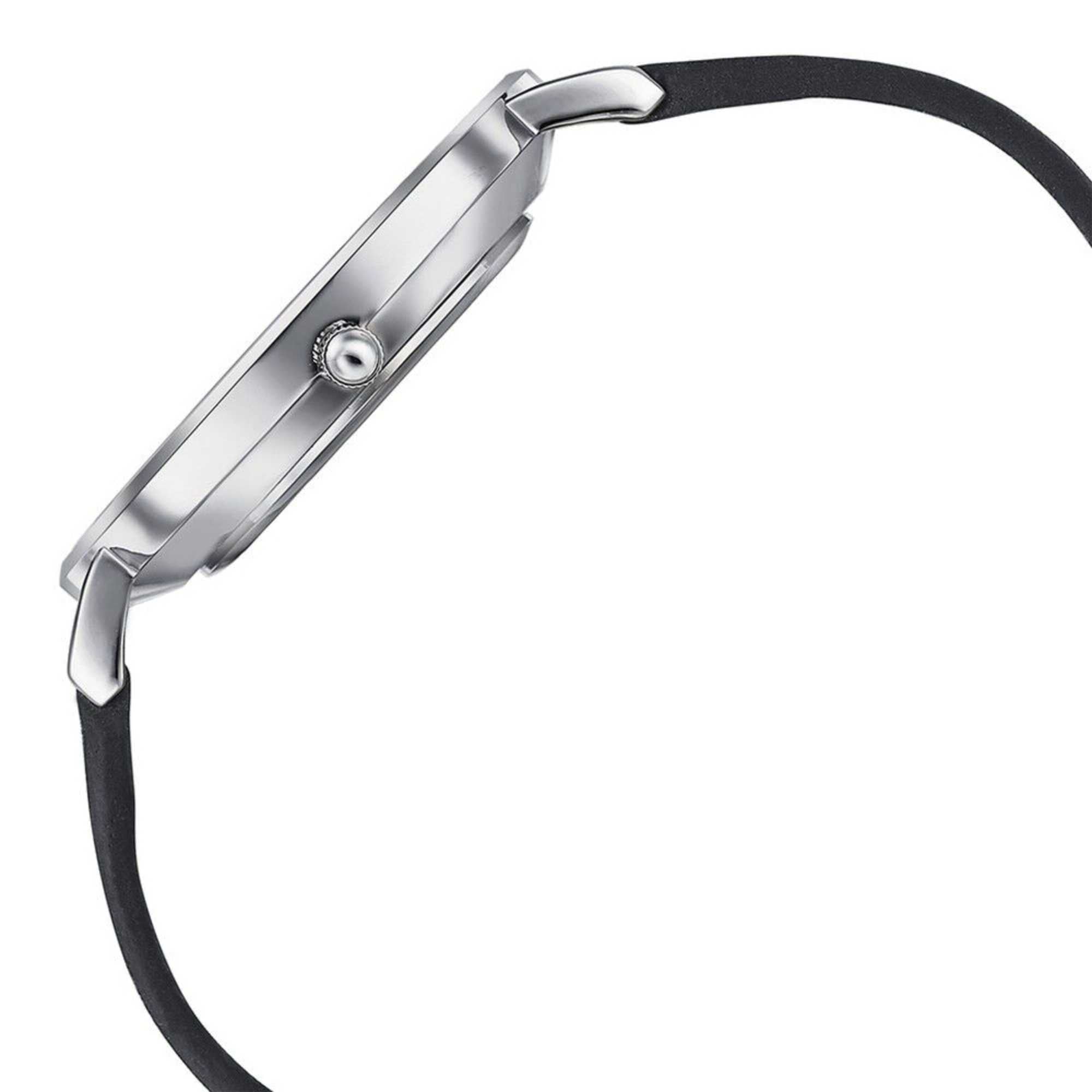 Sonata Quartz Analog with Date Silver Dial Black Leather Strap Watch For Men