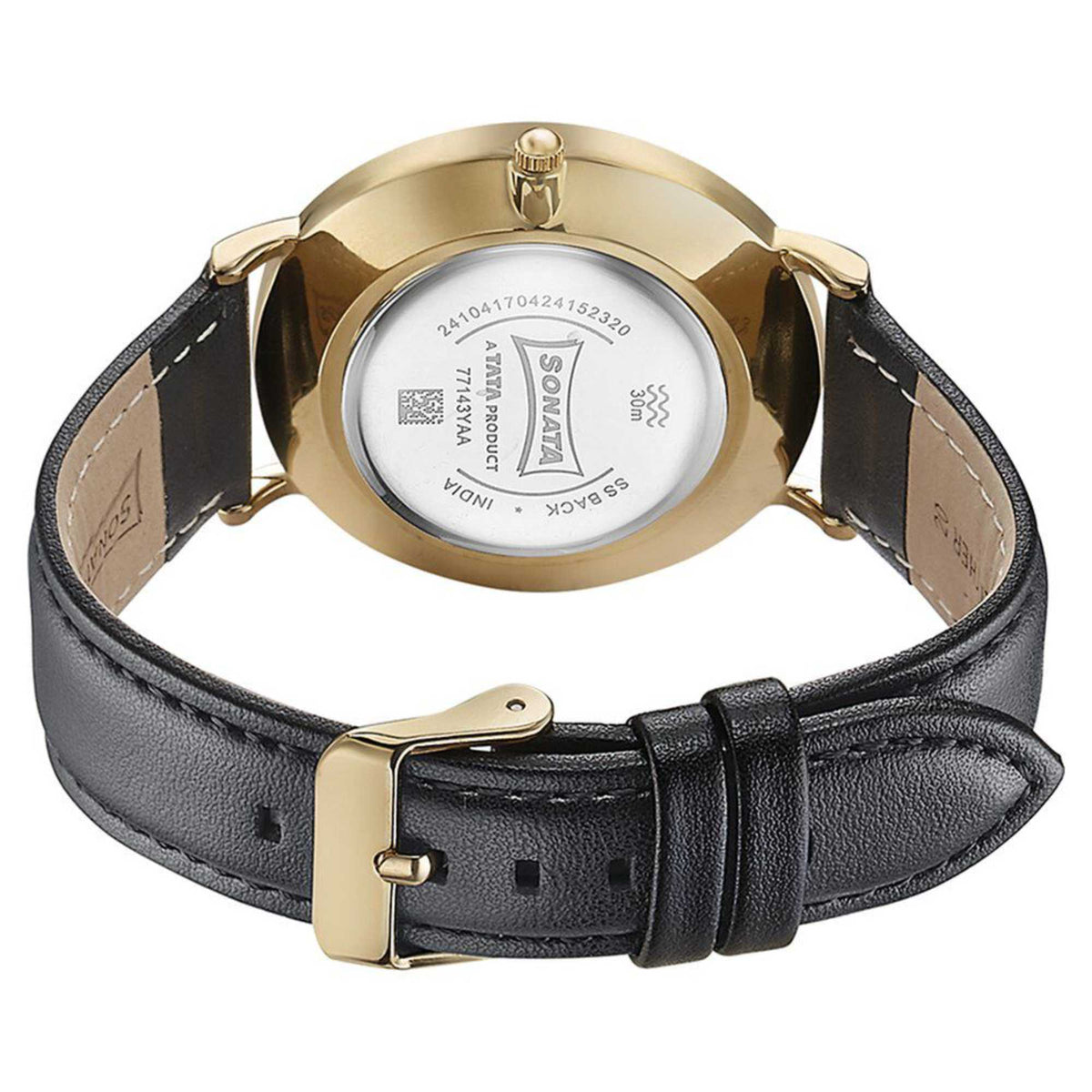 Sonata Black Dial Leather Strap Analog Watch for Men