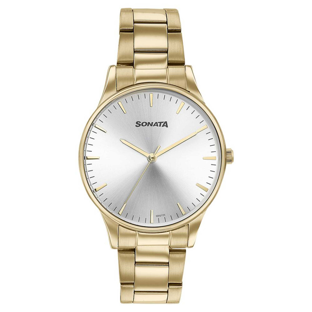 Sonata Silver Dial Gold Stainless Steel Strap Analog Watch for Men