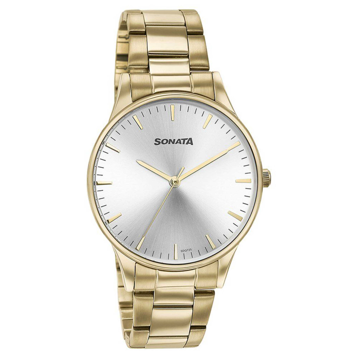 Sonata Silver Dial Gold Stainless Steel Strap Analog Watch for Men