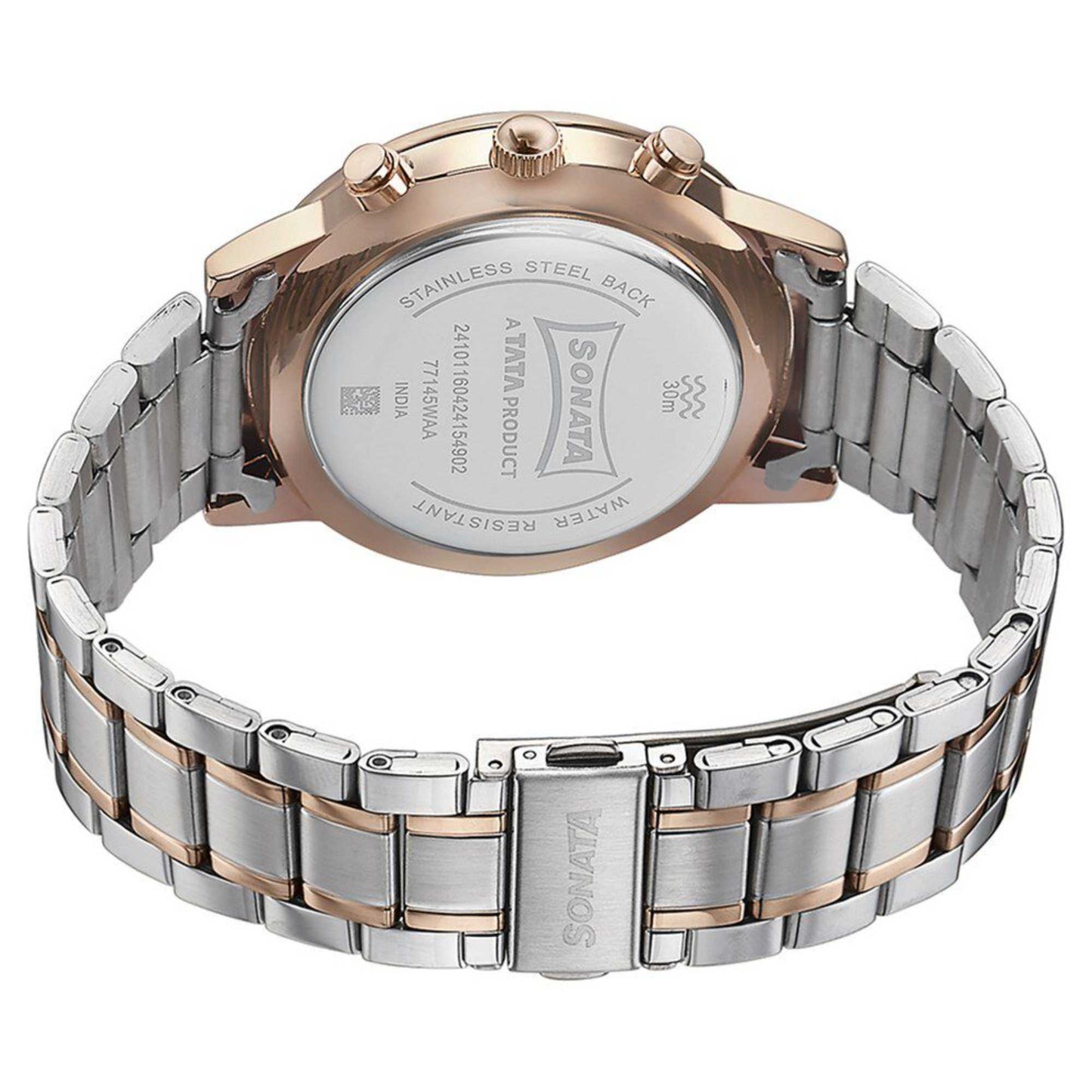 Sota Quartz Multifunction Black Dial Two Toned Stainless Steel Strap Watch For Men (77145KM01)