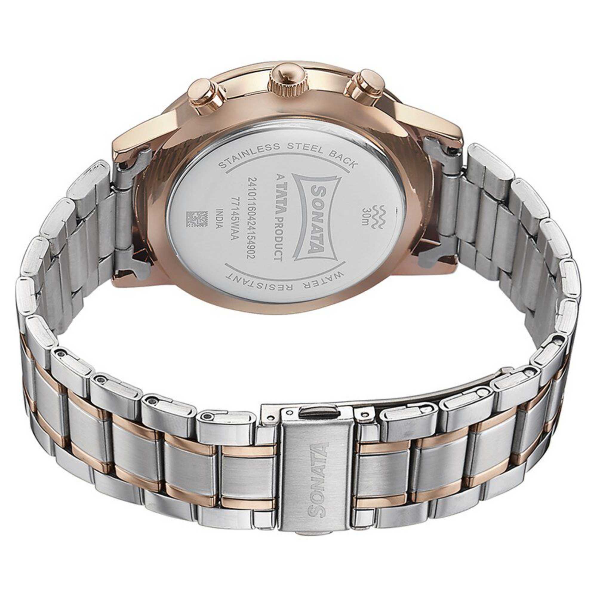 Sota Quartz Multifunction Black Dial Two Toned Stainless Steel Strap Watch For Men (77145KM01)