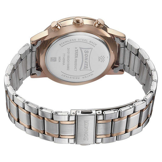 Sota Quartz Multifunction Black Dial Two Toned Stainless Steel Strap Watch For Men (77145KM01)