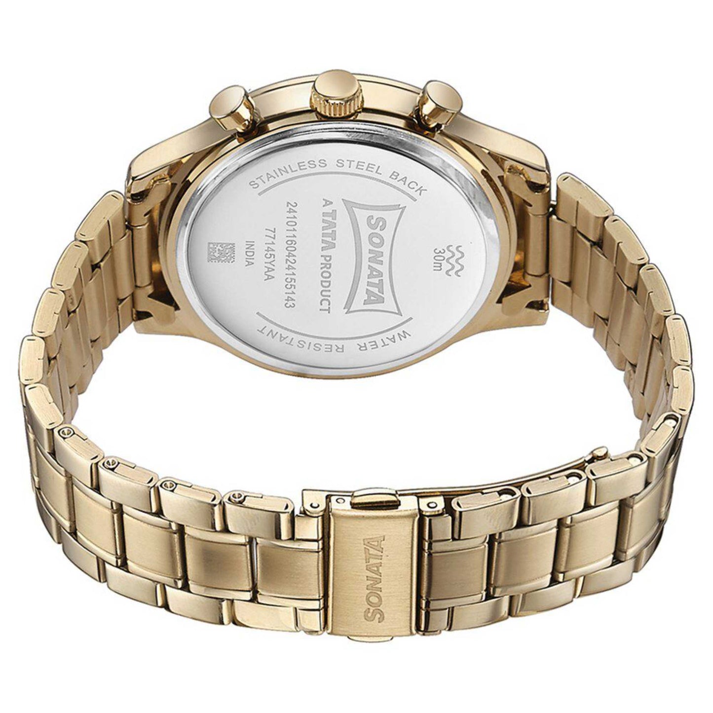 Sota Quartz Multifunction Green Dial Golden Stainless Steel Strap Watch For Men (77145YM01)