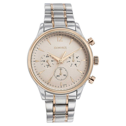 Sota Quartz Multifunction Pink Dial Two Toned Stainless Steel Strap Watch For Men (77146KM01)