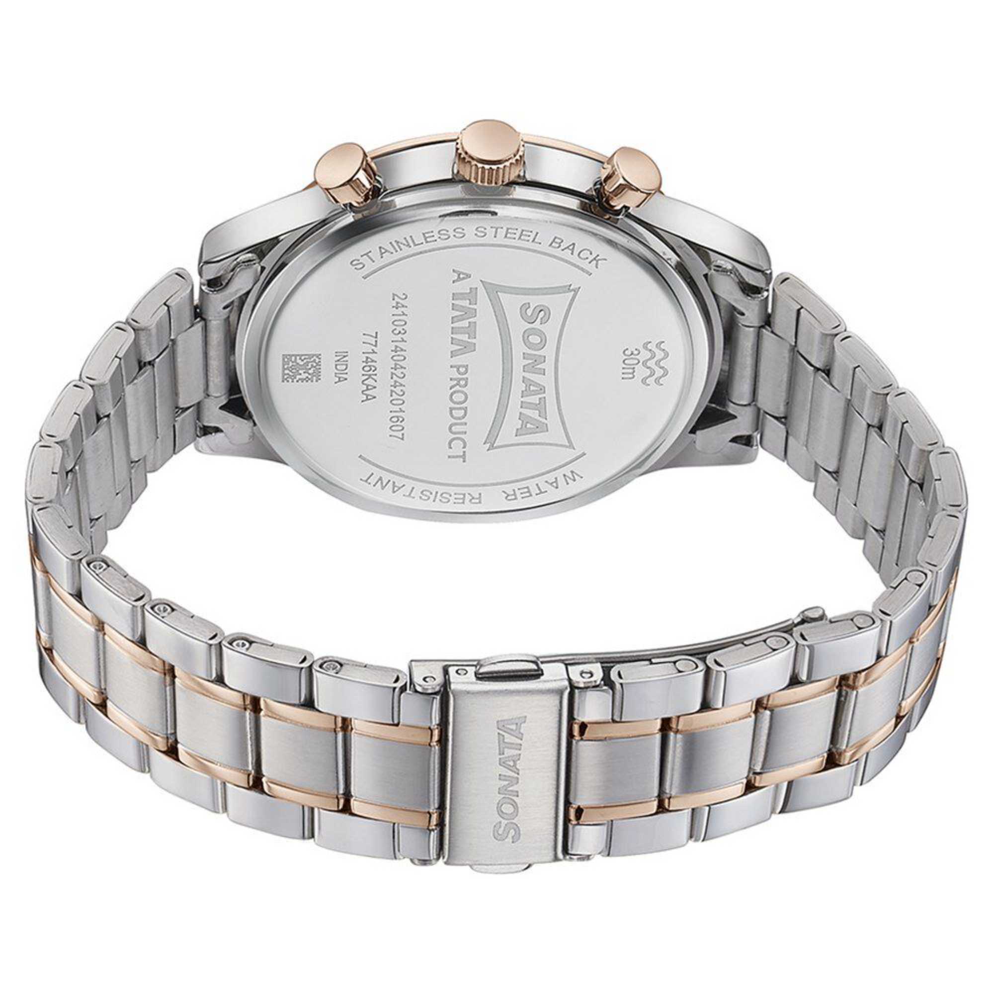 Sota Quartz Multifunction Pink Dial Two Toned Stainless Steel Strap Watch For Men (77146KM01)