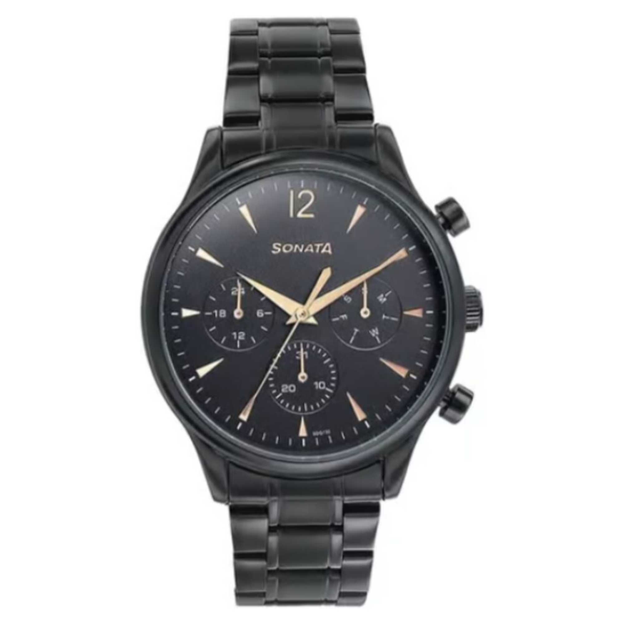 Sota Wedding Edit Quartz Multifunction Black Dial Stainless Steel Strap Watch For Men (77146NM01)