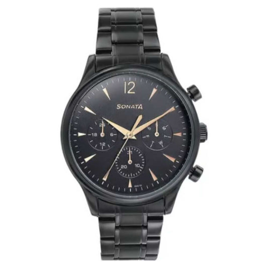 Sota Wedding Edit Quartz Multifunction Black Dial Stainless Steel Strap Watch For Men (77146NM01)