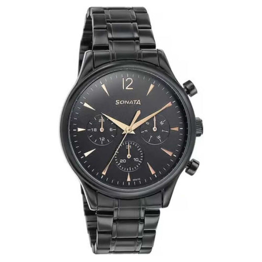 Sota Wedding Edit Quartz Multifunction Black Dial Stainless Steel Strap Watch For Men (77146NM01)