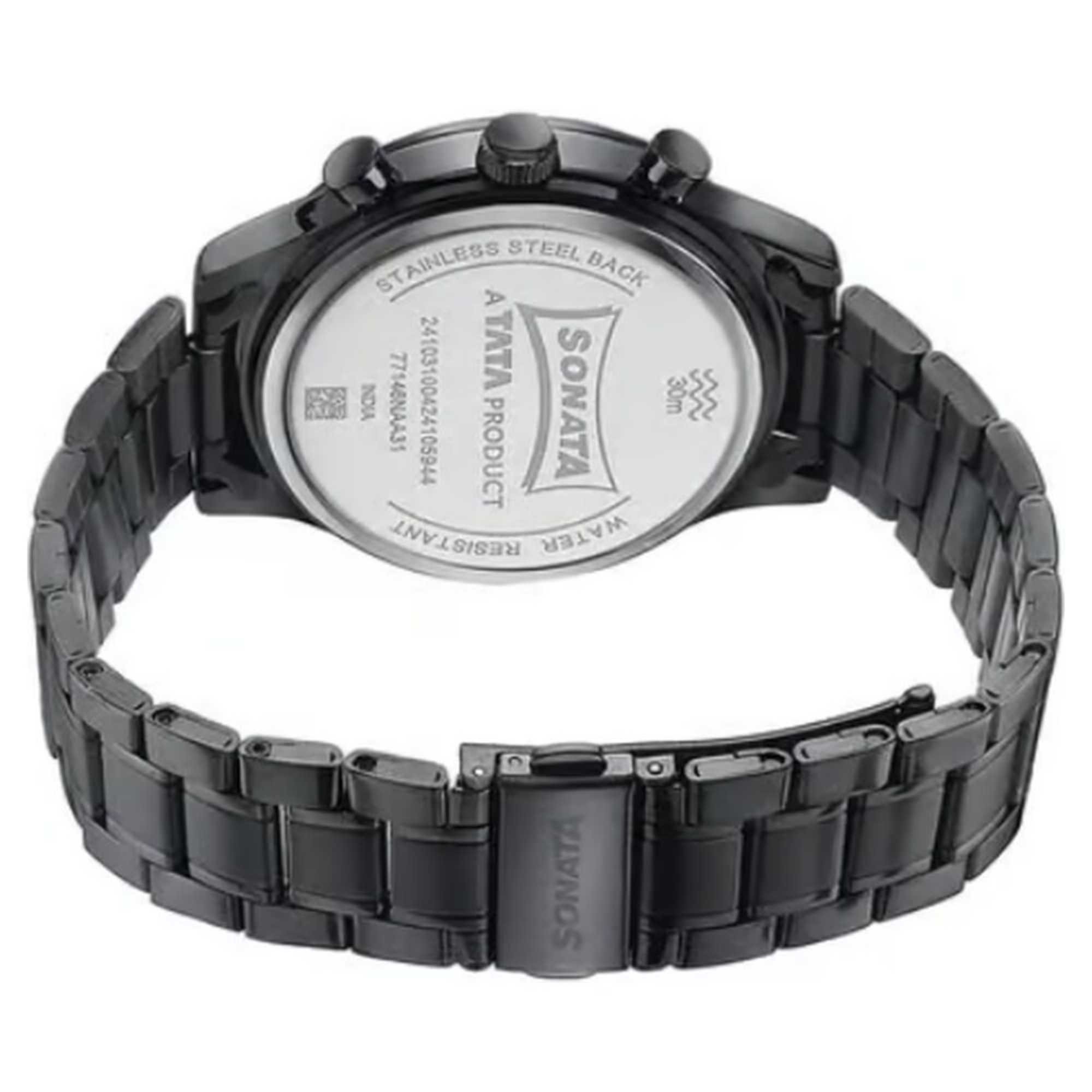 Sota Wedding Edit Quartz Multifunction Black Dial Stainless Steel Strap Watch For Men (77146NM01)