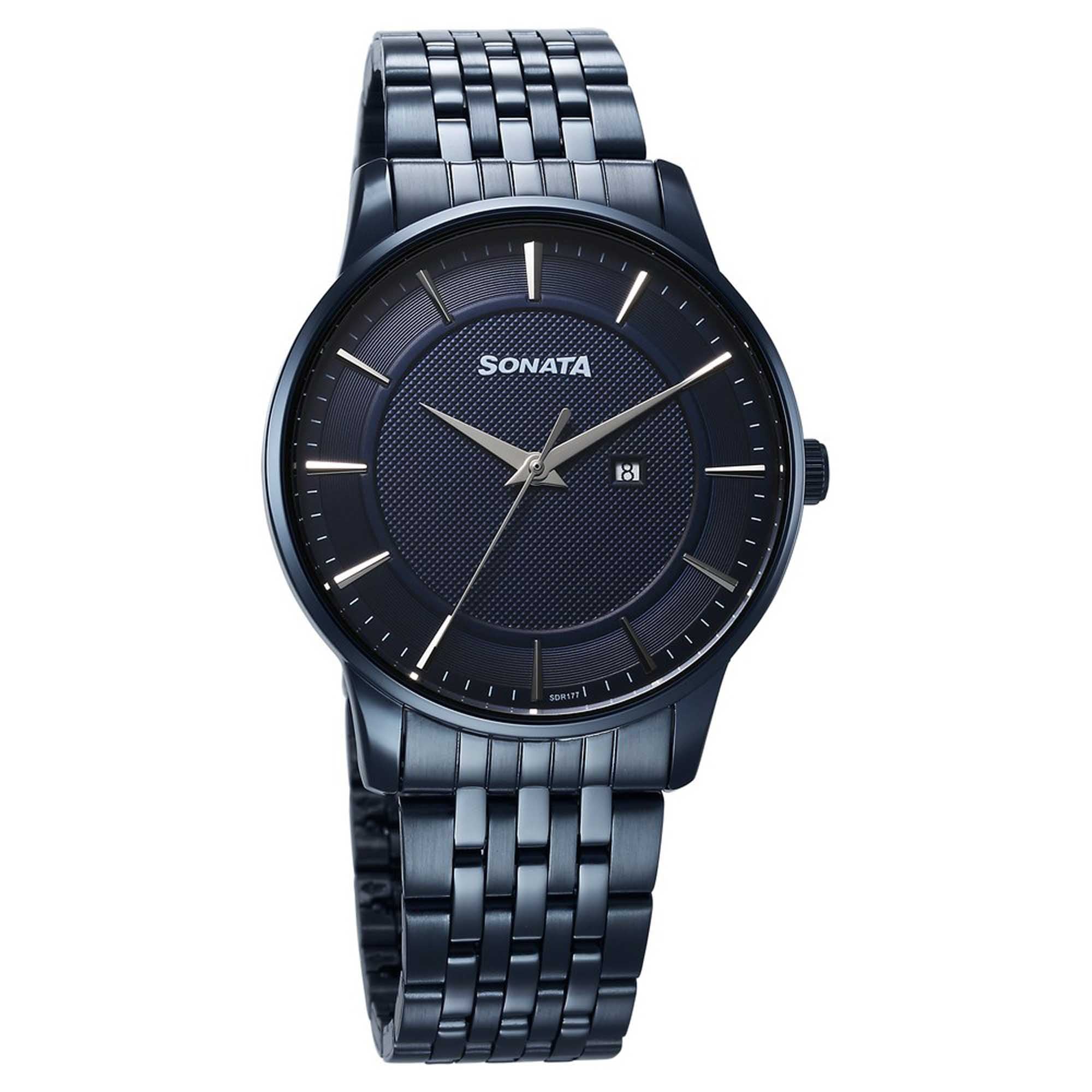 Sonata Blue Dial Stainless Steel Strap Analog with Date Watch for Men