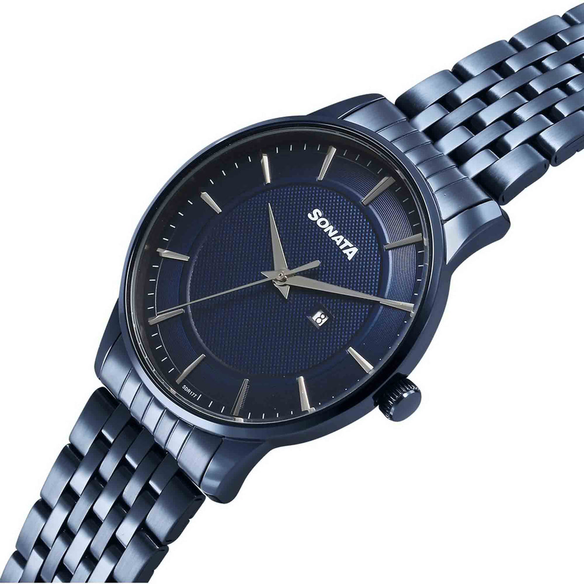 Sonata Blue Dial Stainless Steel Strap Analog with Date Watch for Men