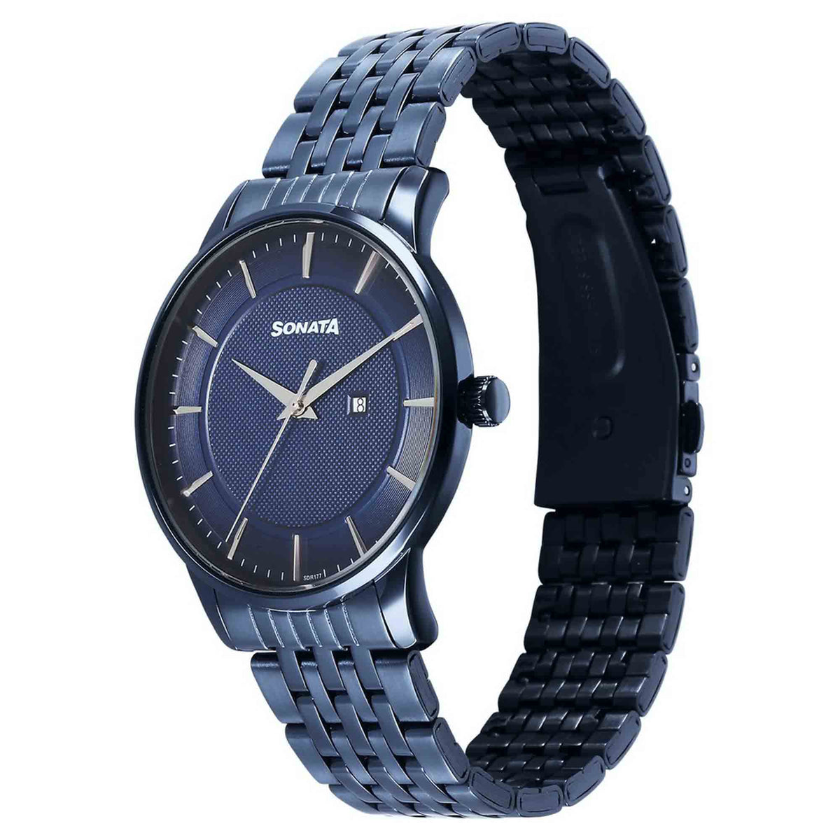 Sonata Blue Dial Stainless Steel Strap Analog with Date Watch for Men