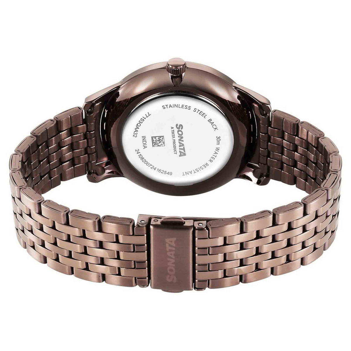 Sonata Brown Dial Stainless Steel Strap Analog with Date Watch for Men