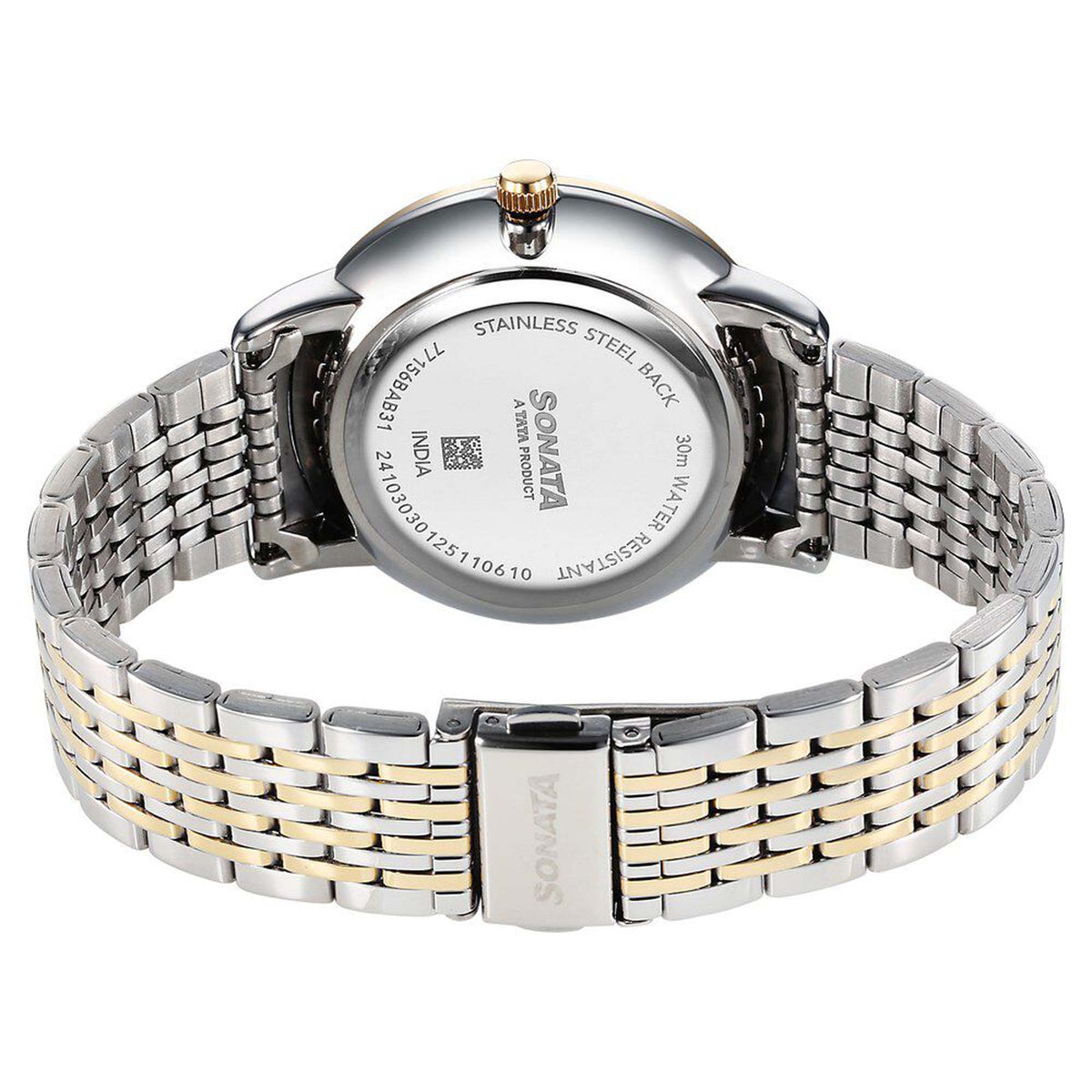 Sonata Green Dial Two Toned Metal Strap Analog Watch for Men