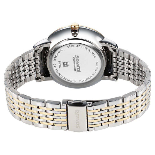 Sonata Green Dial Two Toned Metal Strap Analog Watch for Men