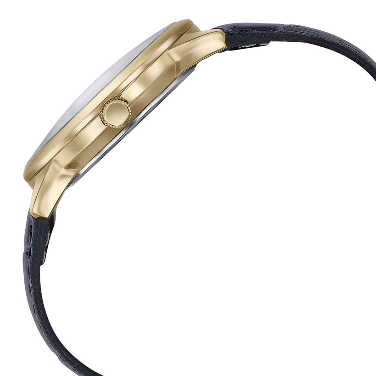 Sonata Gold Dial Black Leather Strap Analog with Date Watch for Men