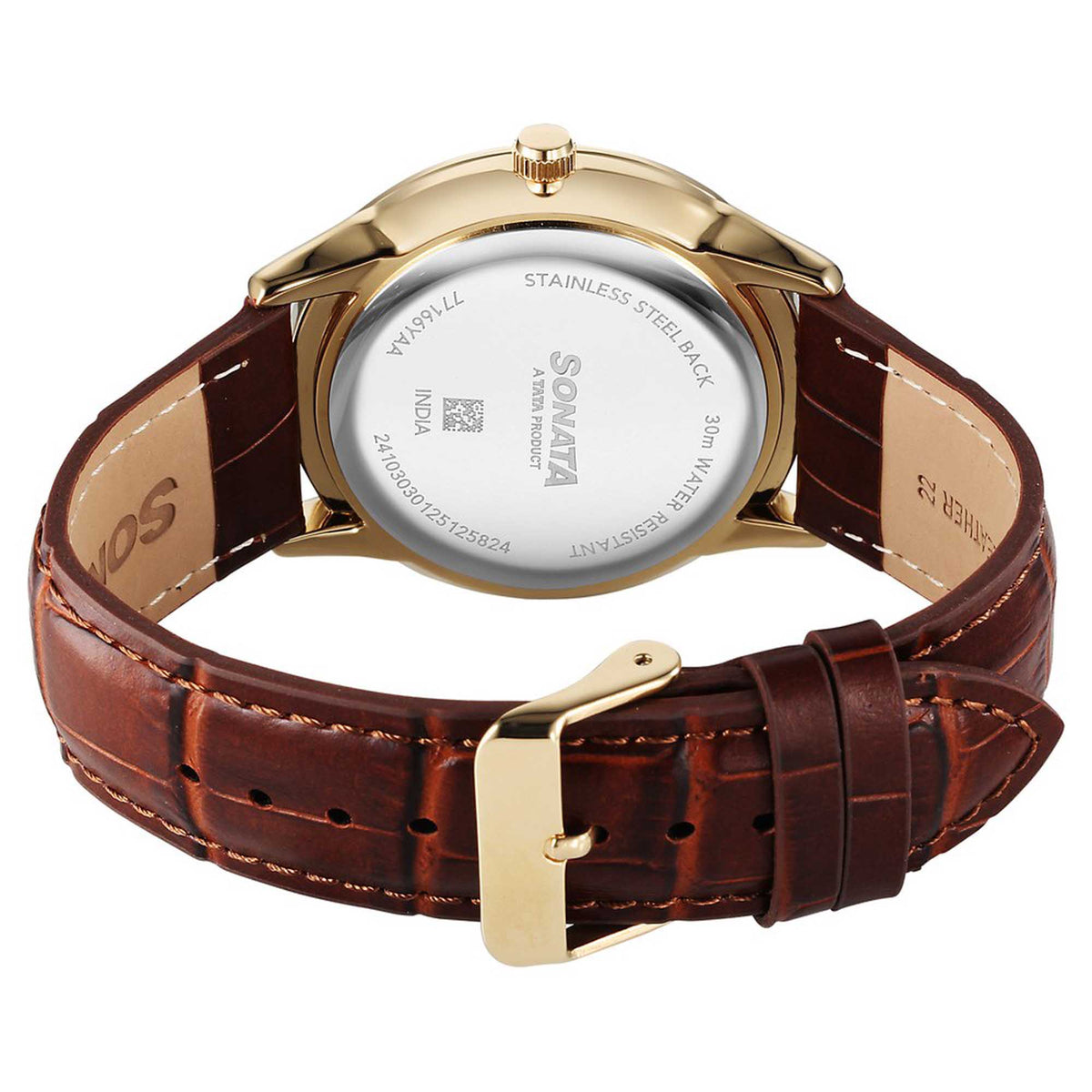 Sonata Maroon Dial Brown Leather Strap Analog with Date Watch for Men