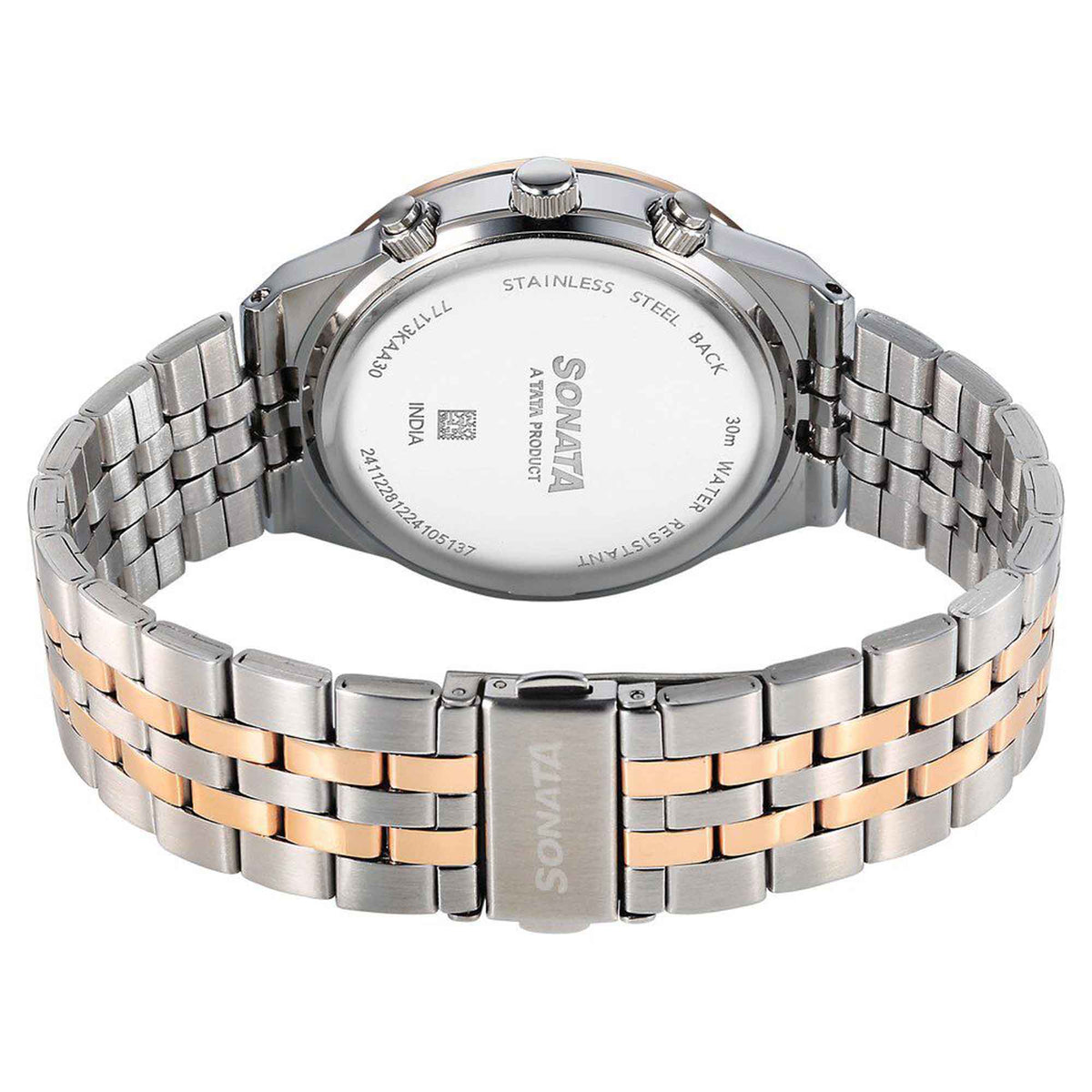 Sonata Silver Dial Two Toned Metal Strap Multifunction Watch for Men
