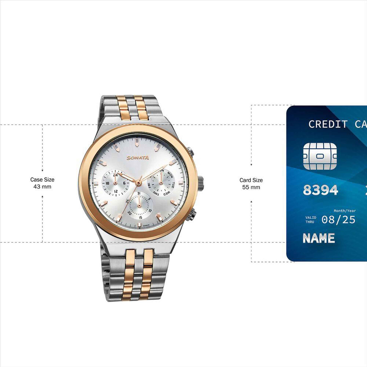 Sonata Silver Dial Two Toned Metal Strap Multifunction Watch for Men