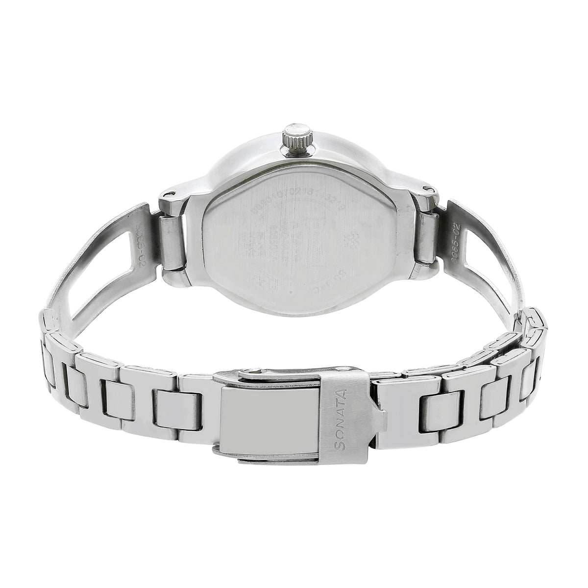 Sonata Silver Oval Dial Stainless Steel Strap Analog Watch for Women