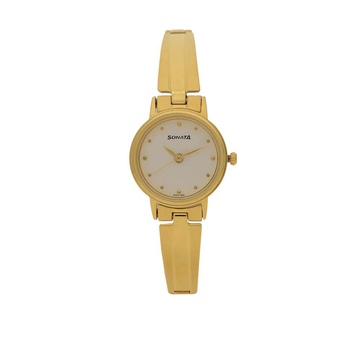 Sonata White Dial Gold Stainless Steel Strap Analog Watch for Women