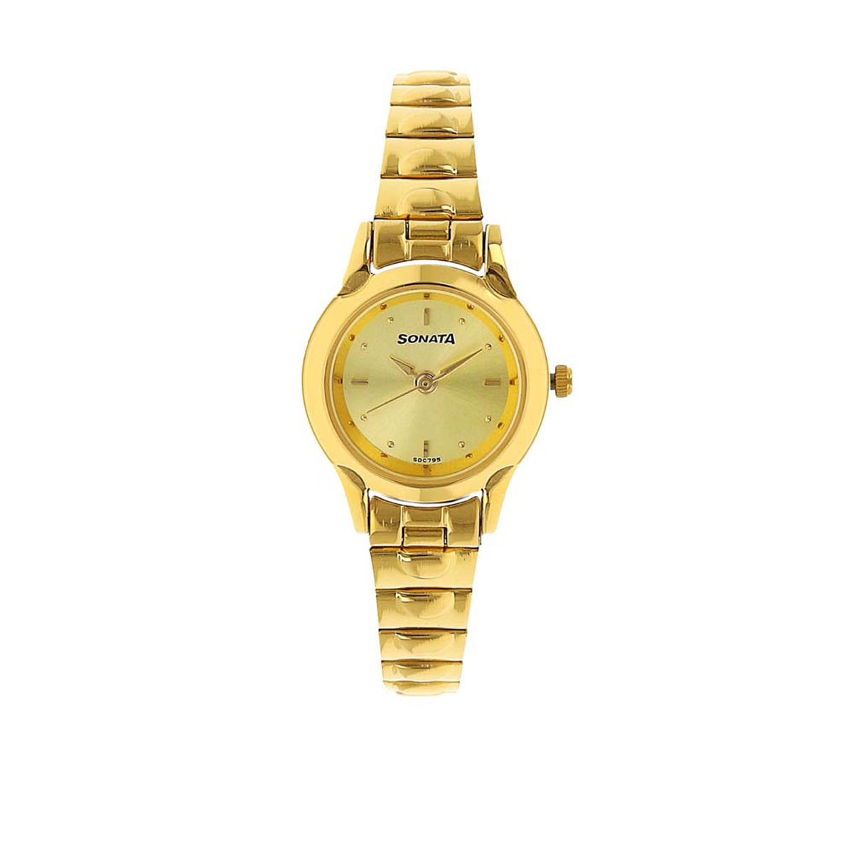 Sonata Champagne Dial Gold Stainless Steel Strap Analog Watch for Women