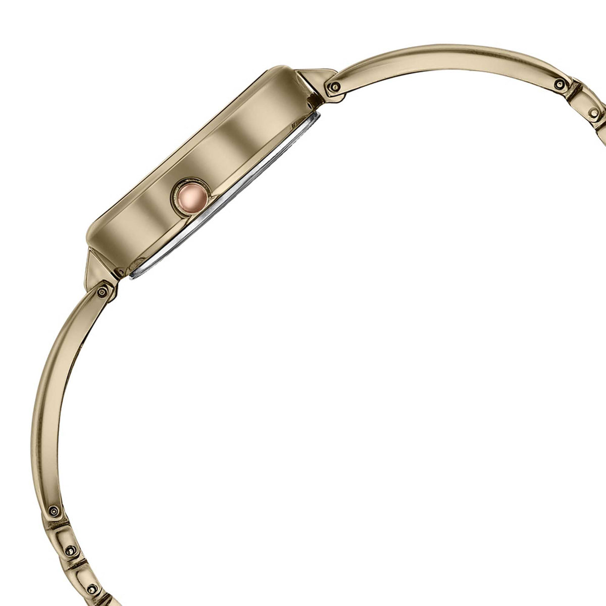 Sonata Brown Shaped Dial Rose Gold Metal Strap Analog Watch for Women