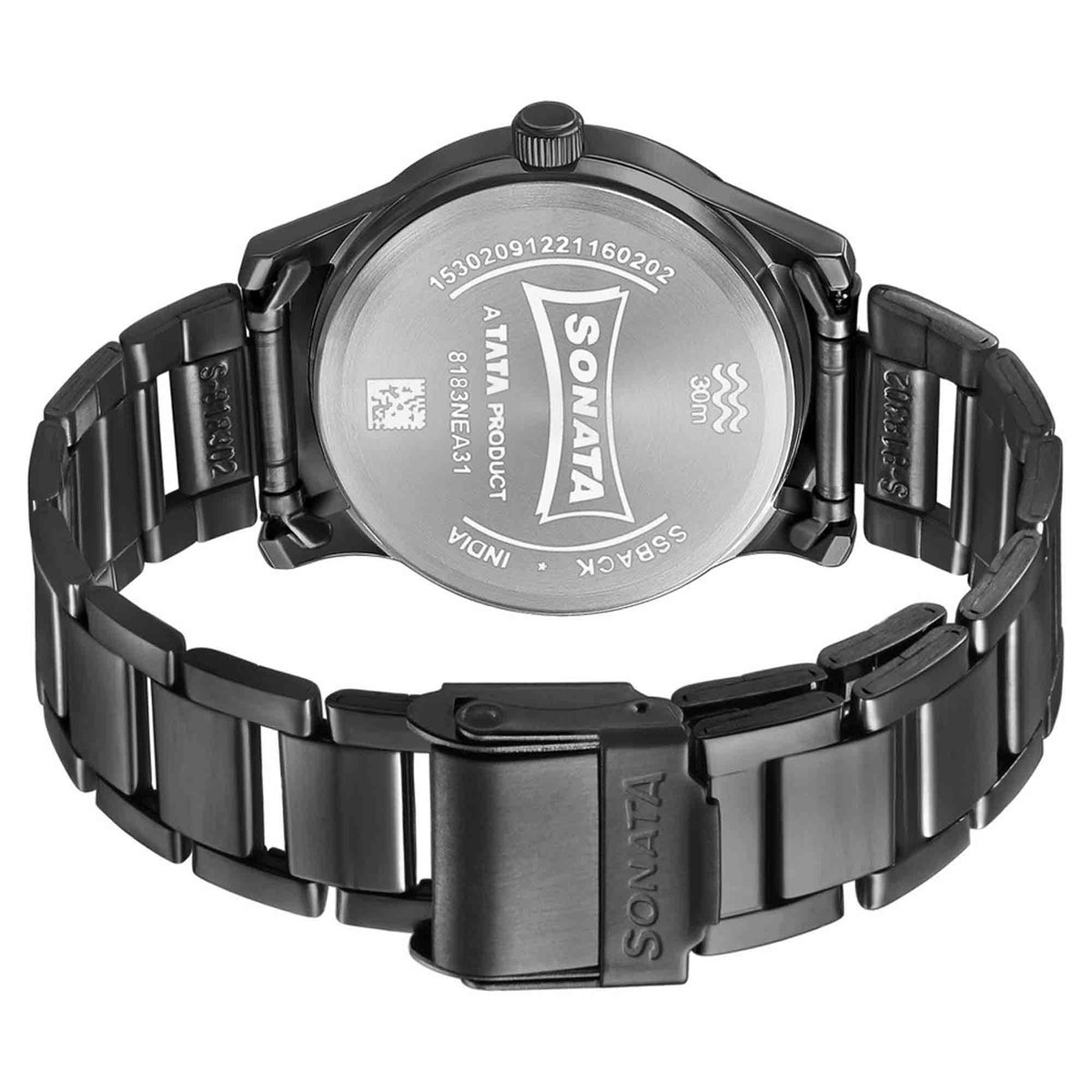 Sonata Black Dial Stainless Steel Strap Analog Watch for Women