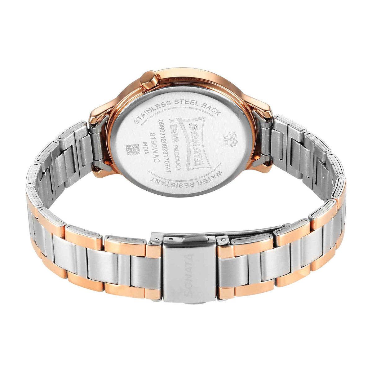 Sonata Pink Dial Two Toned Metal Strap Analog Watch for Women