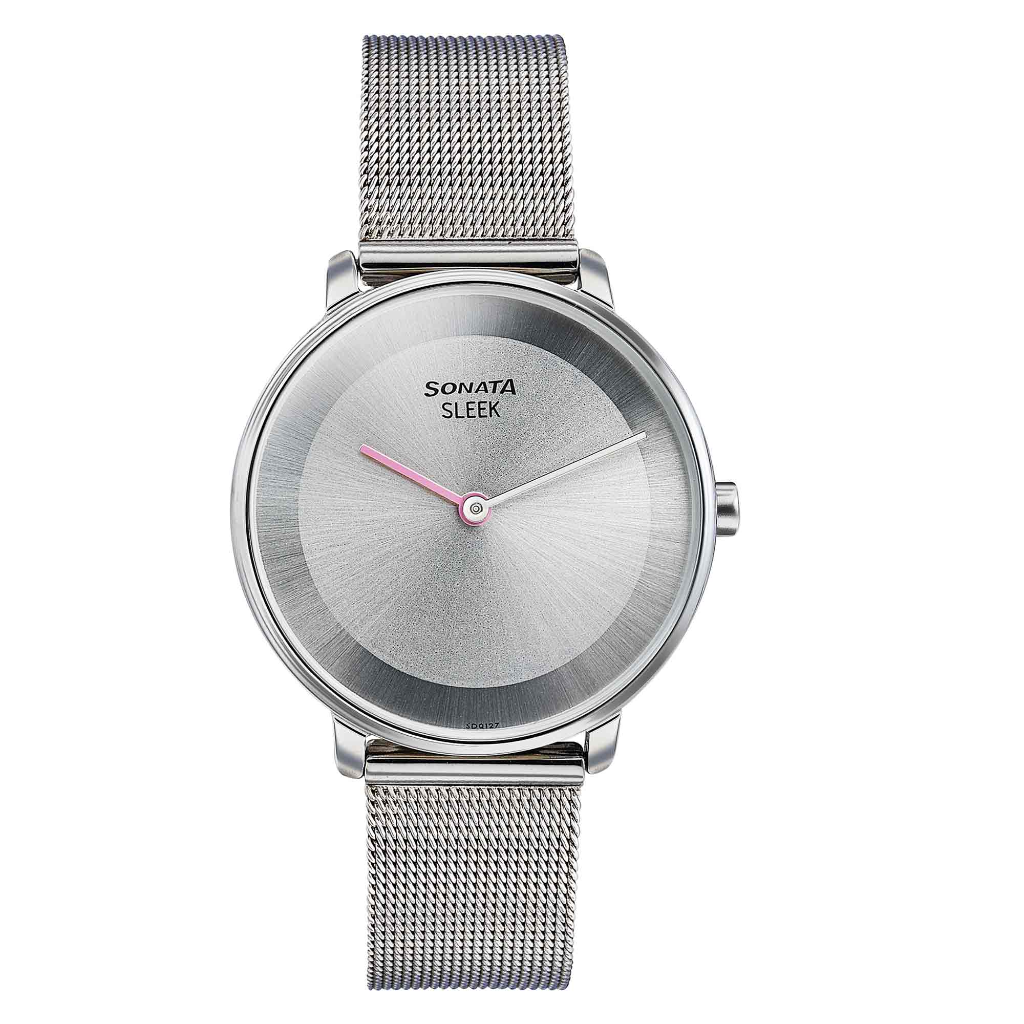 Sonata Grey Dial Silver Stainless Steel Strap Analog Watch for Women