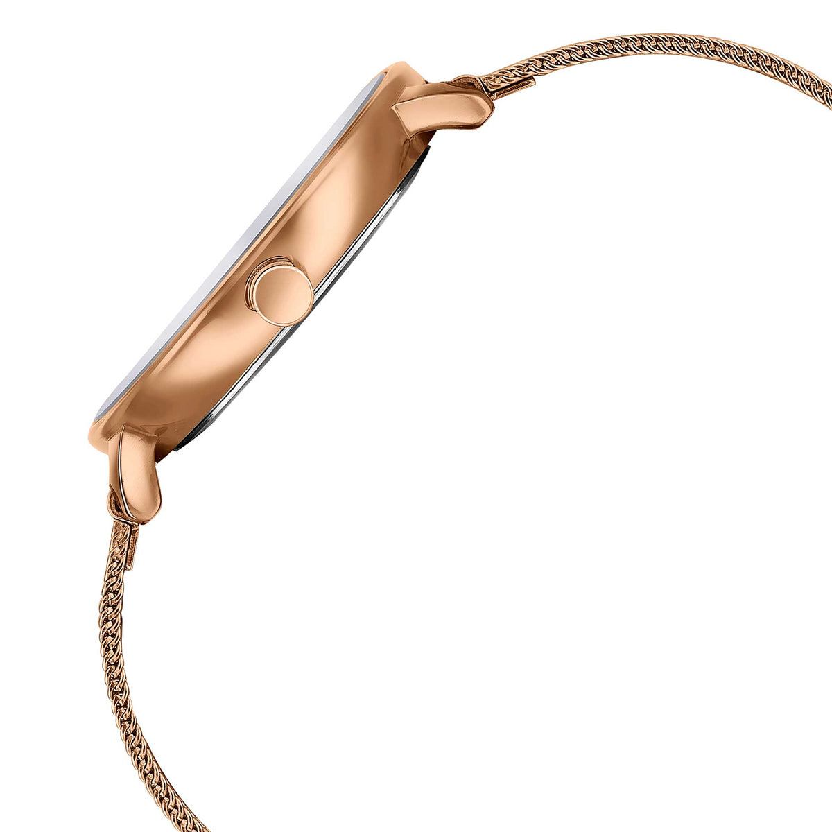 Sonata Black Dial Rose Gold Stainless Steel Strap Analog Watch for Women