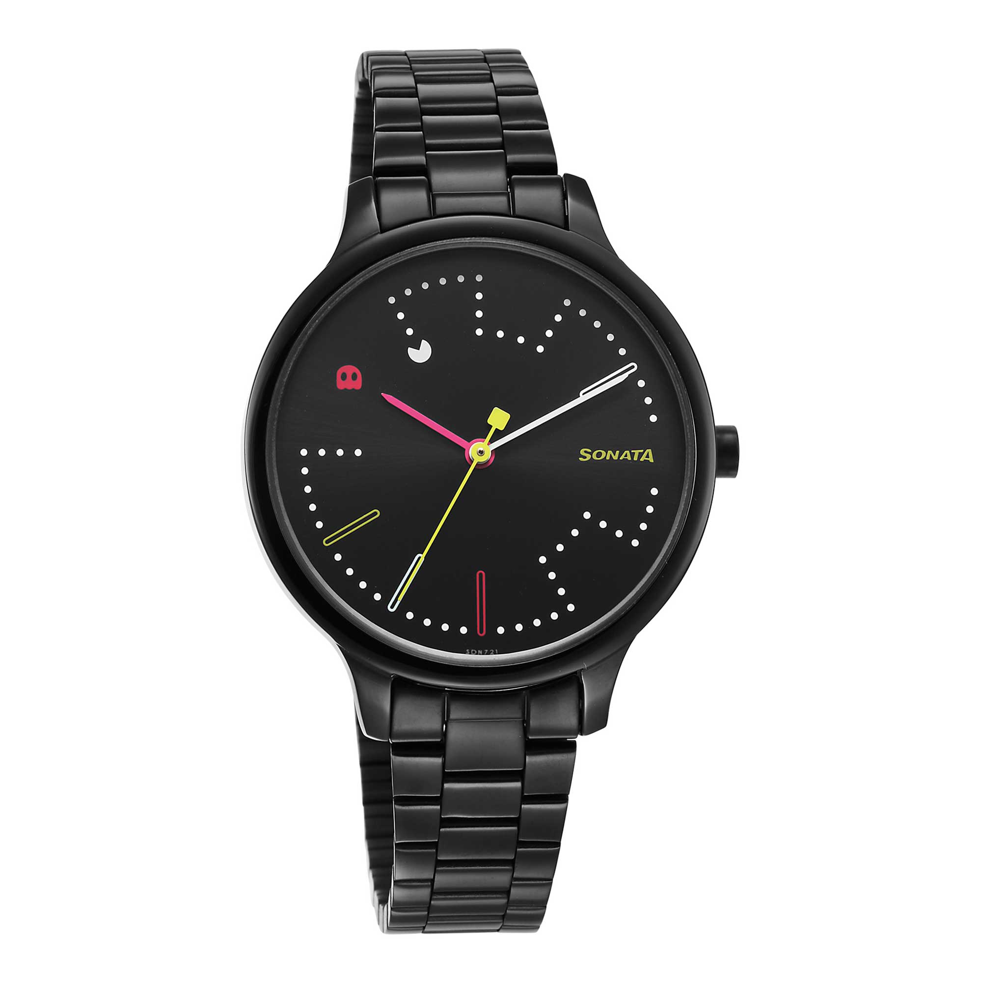 Sonata Black Dial Stainless Steel Strap Analog Watch for Women