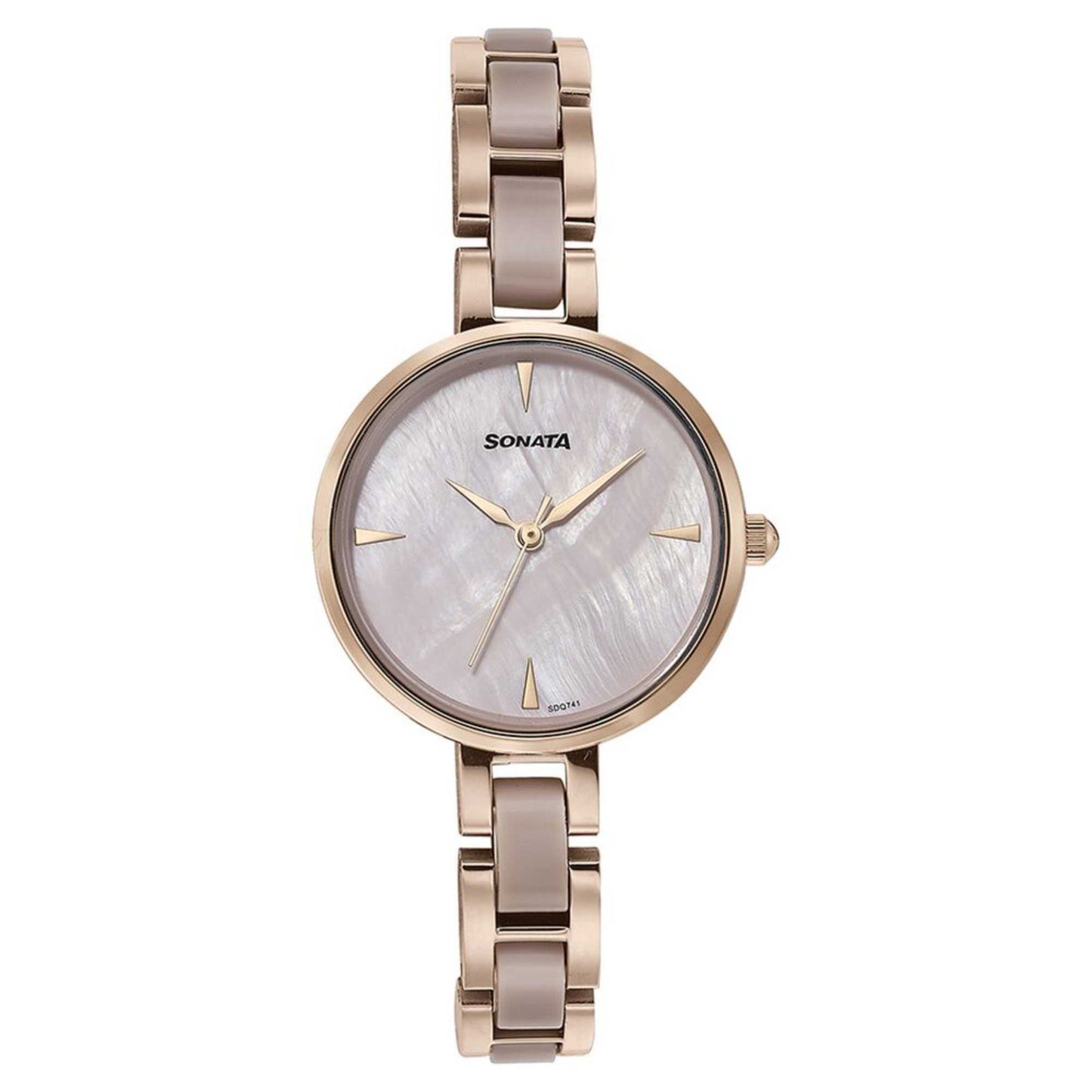Sota Quartz Alog Mother of Pearl Dial Two Toned Stainless Steel Strap Watch For Women (87064KD02)