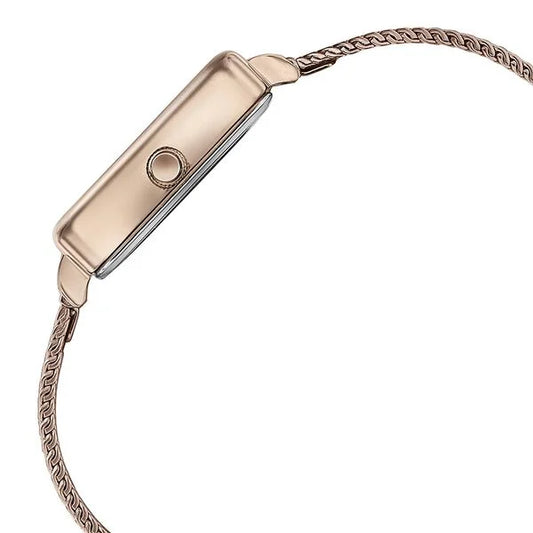 Sonata White Square Dial Rose Gold Metal Strap Analog Watch for Women