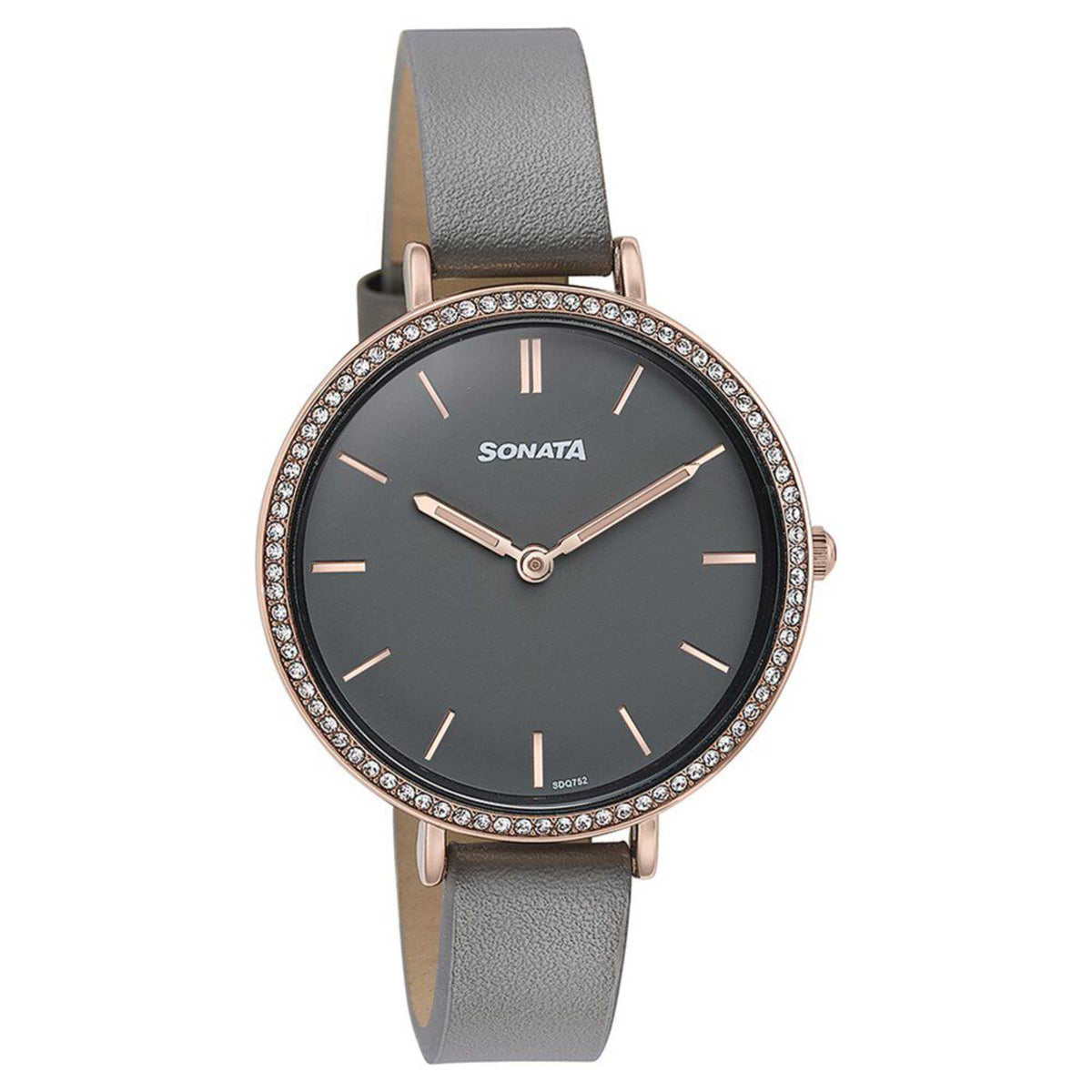 Sonata Grey Dial Leather Strap Analog Watch for Women