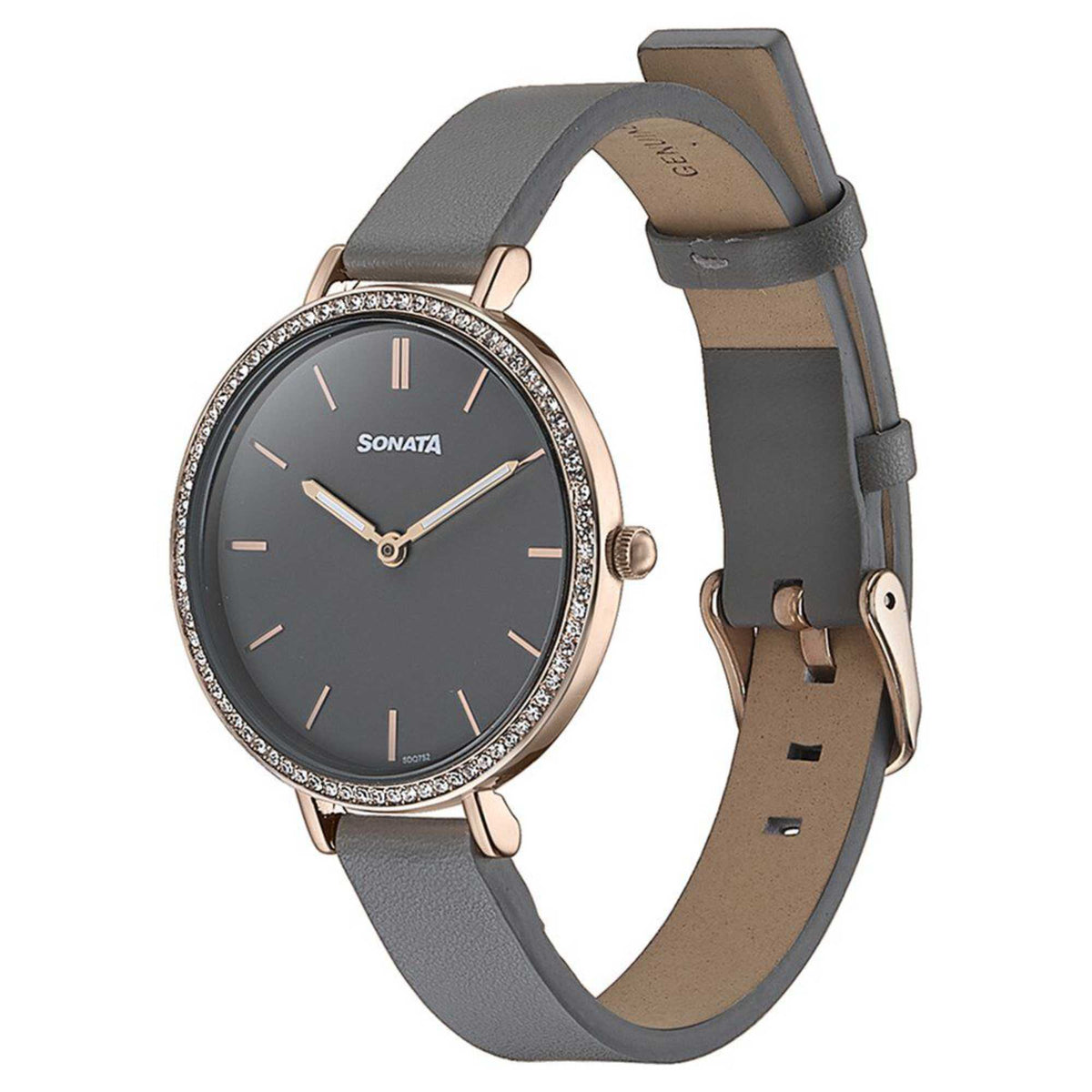 Sonata Grey Dial Leather Strap Analog Watch for Women