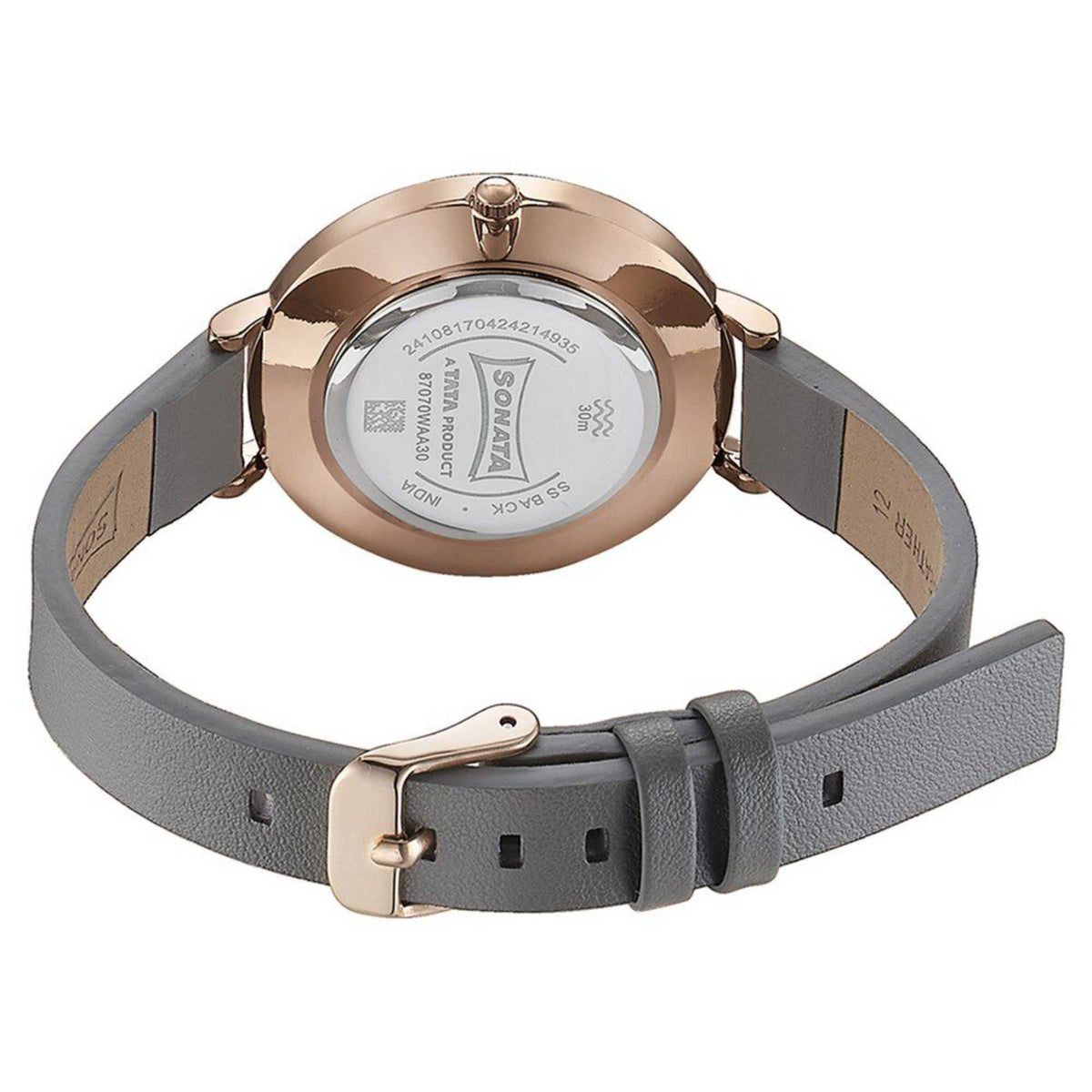 Sonata Grey Dial Leather Strap Analog Watch for Women