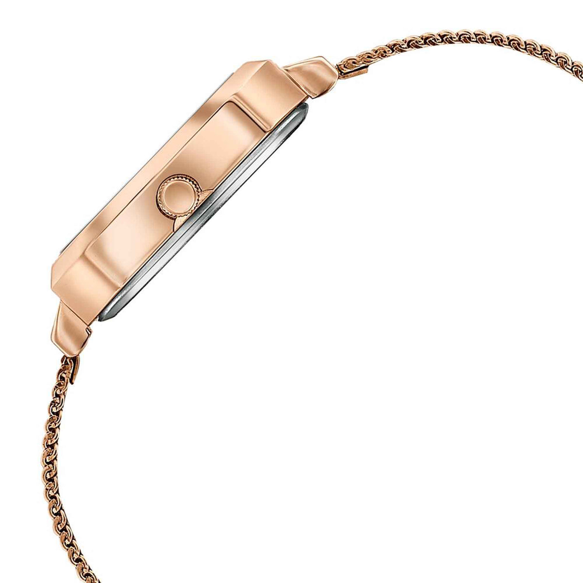 Sonata Grey Square Dial Rose Gold Stainless Steel Strap Analog Watch for Women