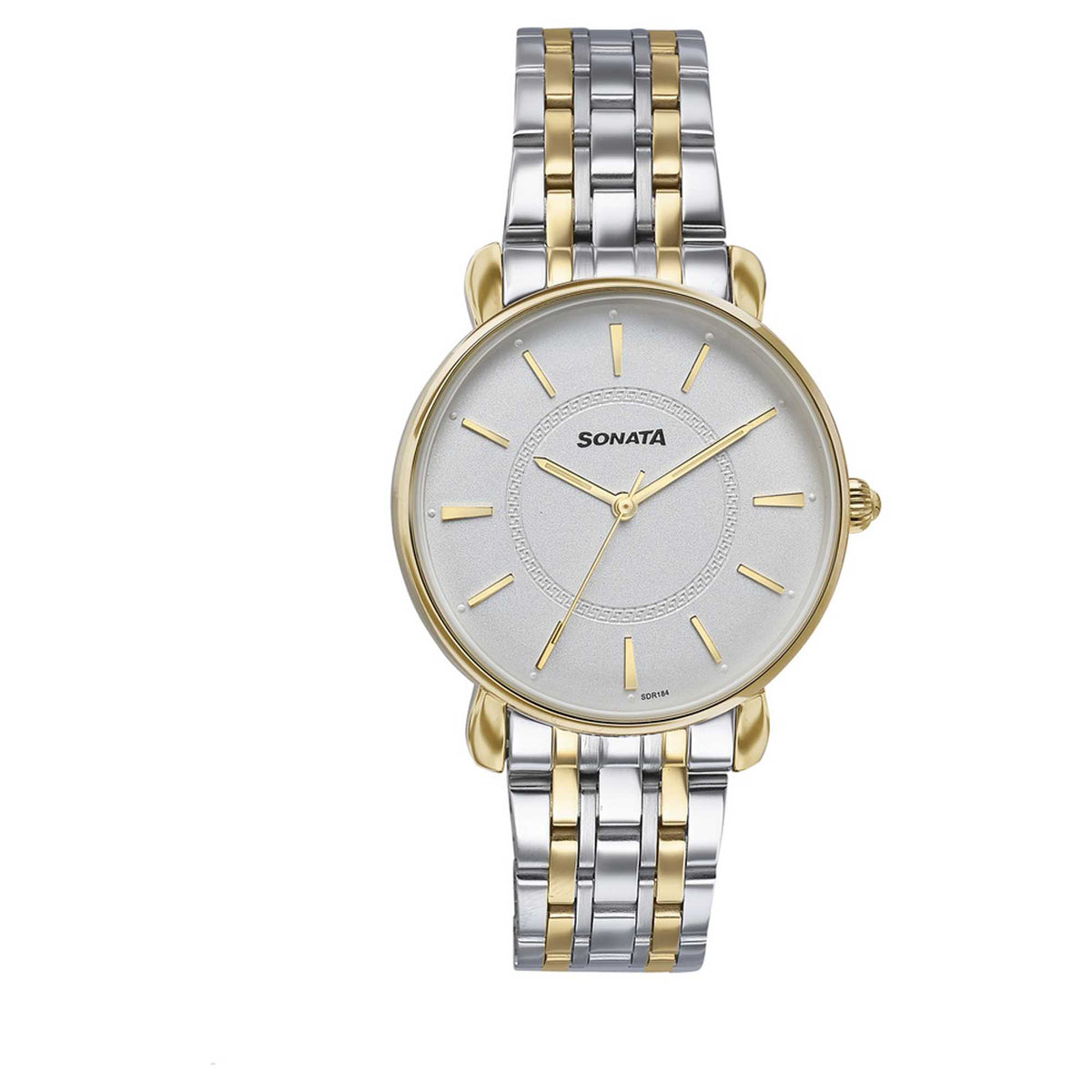 Sonata Off White Dial Two Toned Stainless Steel Strap Analog Watch for Women