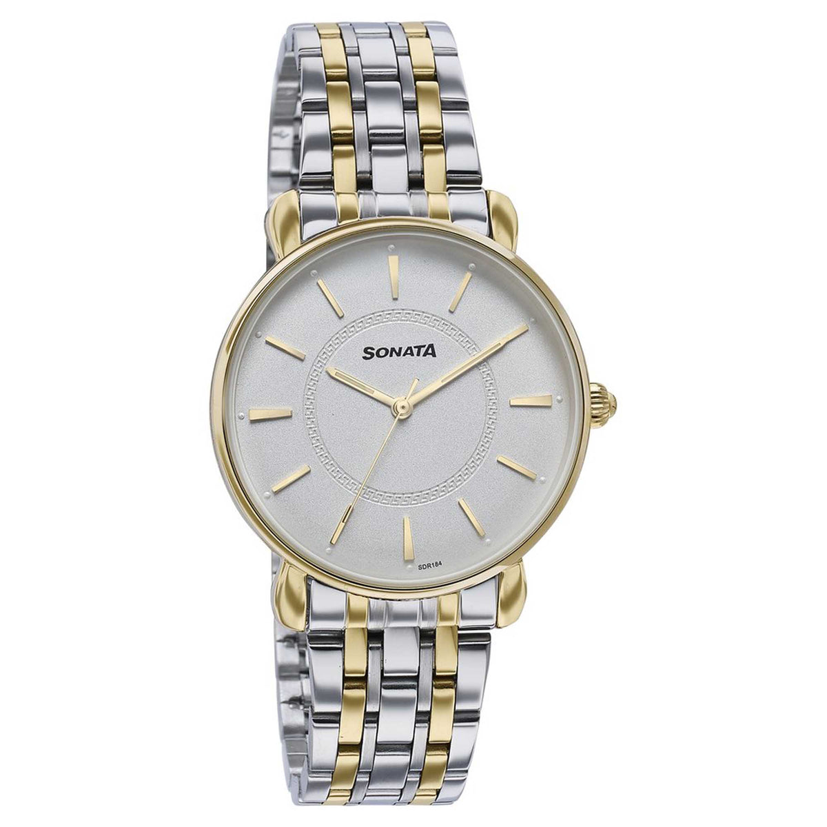 Sonata Off White Dial Two Toned Stainless Steel Strap Analog Watch for Women