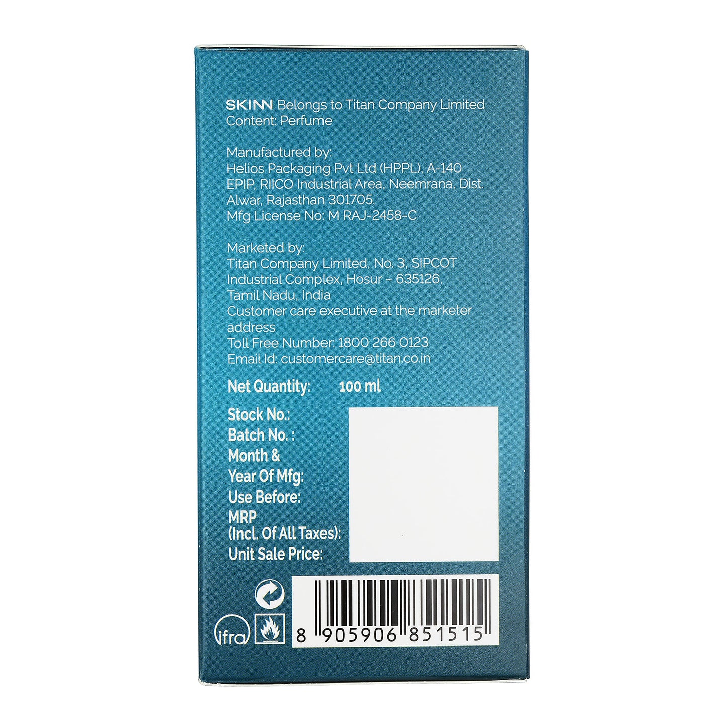 Skinn 24Seven Aqua 100 ml Eau De Parfum 