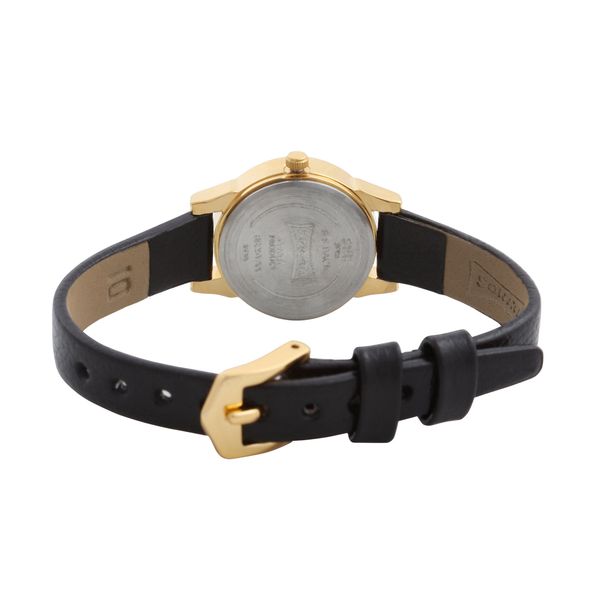 Sonata White Dial Black Leather Strap Analog Watch for Women